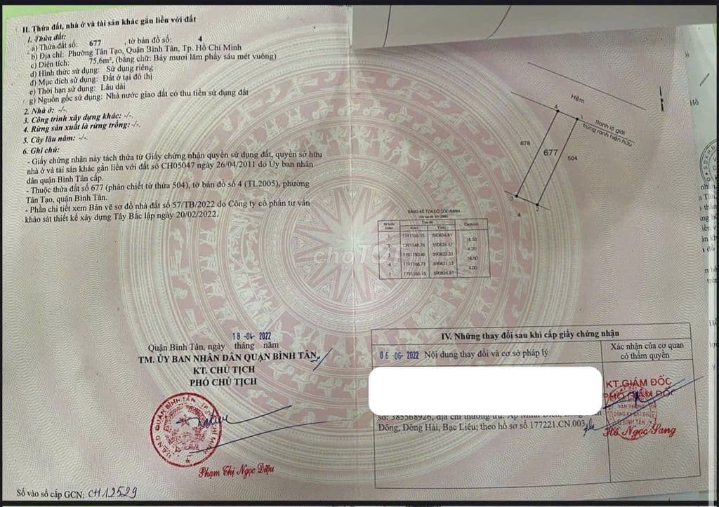 Đất Tây Lân- Hương Lộ 2 nối dài (4m*18m) hẻm nhựa 8m, dân cư hiện hữu