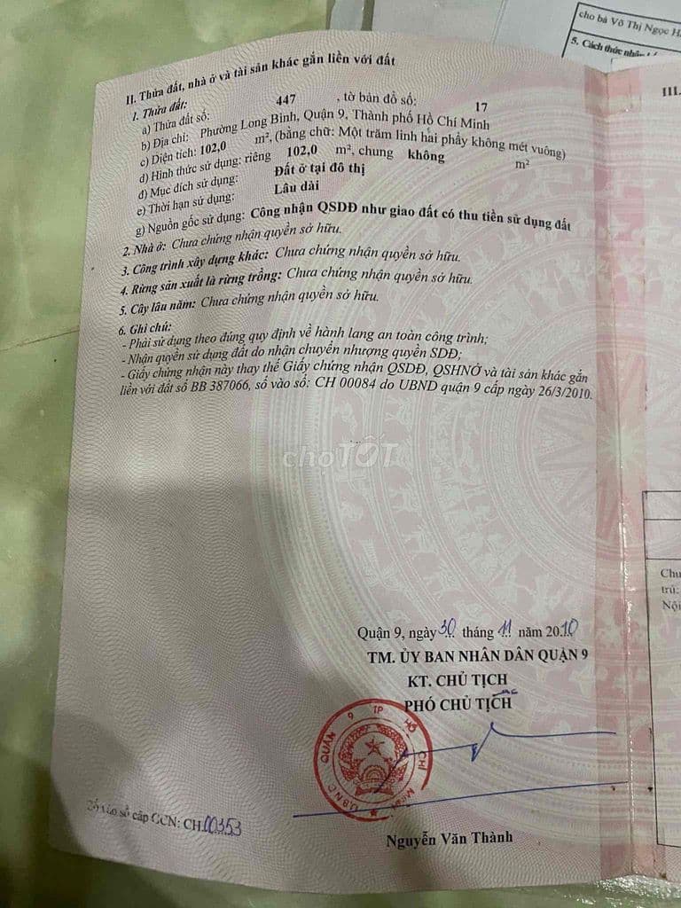 Chính chủ cần bán gấp lô đất đẹp khu TĐC Long Sơn, P. long Bình, Q9 - Ảnh 2