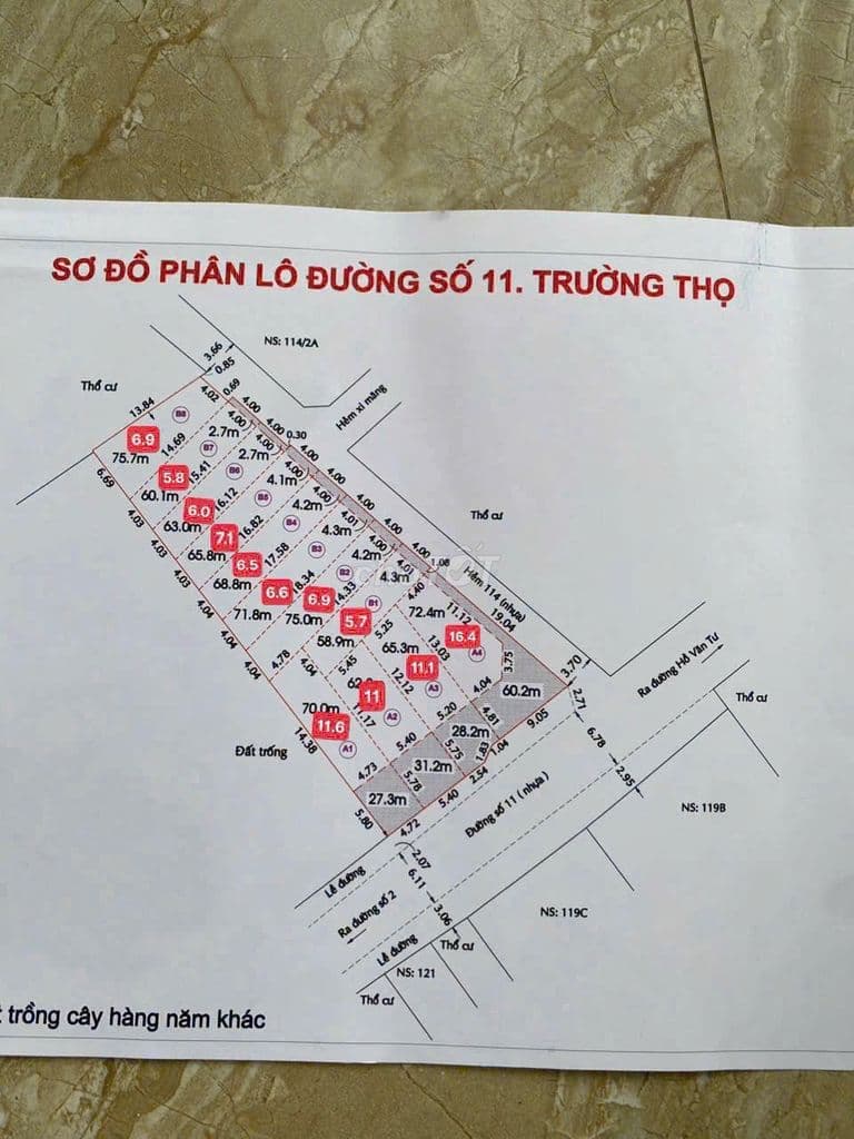 Đất hẻm 114 đường số 11 phường Trường Thọ Thủ Đức, hẻm oto XD tự do