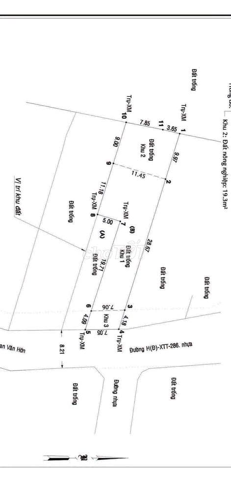Bán Đất 400m2 Có 250 Thổ Cư, MT XTT 20m Cách Chợ XTT Chỉ 300m.