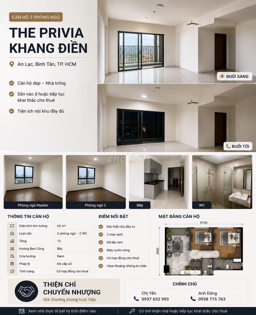 CĂN HỘ 2 PHÒNG NGỦ CHUYỂN NHƯỢNG The Privia Khang Điền