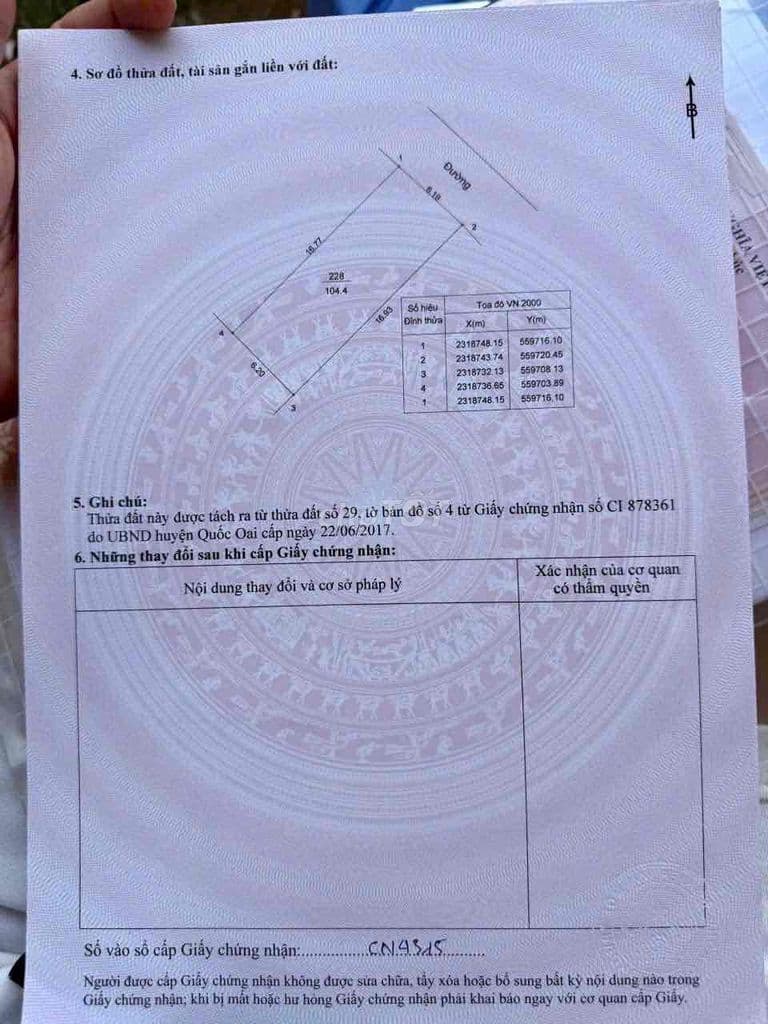 Cần bán 104,4m2 viu hồ, 2.2ty MT 6.19m ngõ thông, Phú Cát, Hà Nội