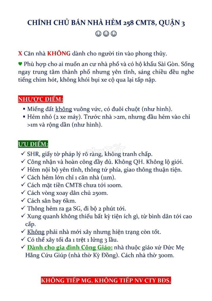 Chính chủ bán nhà hẻm 258 Quận 3