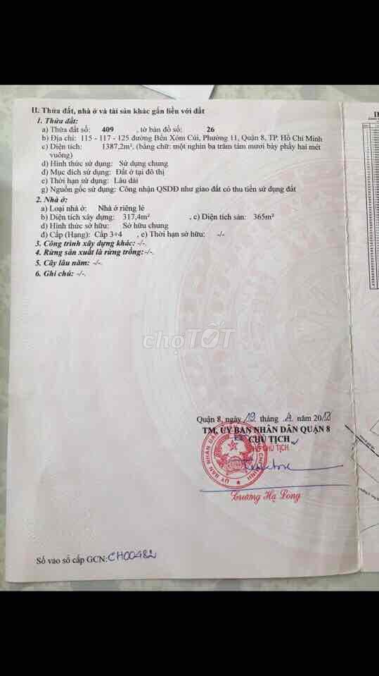 bán 1387m mặt tiền chợ bến xóm củi