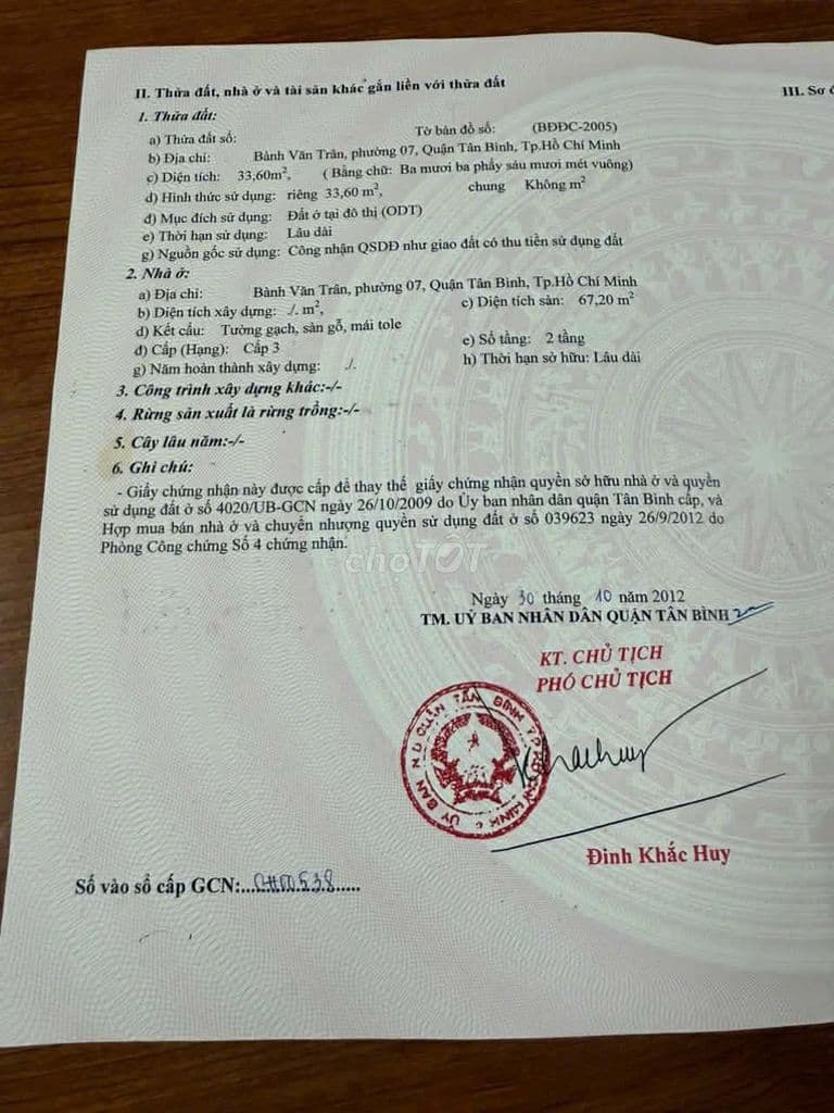 BÁN NHÀ BÀNH VĂN TRÂN P7 TÂN BÌNH HẺM THÔNG SÁT MT 35m2(4.1x8.8) 4,95T - Ảnh 2