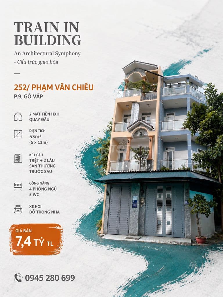 HXH 14M 2 MẶT THOÁNG PHẠM VĂN CHIÊU P9 5X11 CN 53M2 4L CHỈ 7,4 TỶ TL