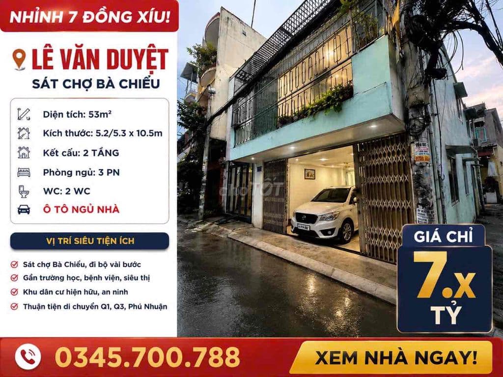 🏡 Nhà 53m² | HXH Lê Văn Duyệt | 5.2x10.6m| 2 Tầng 3PN 2WC | 7.2₫ (TL)
