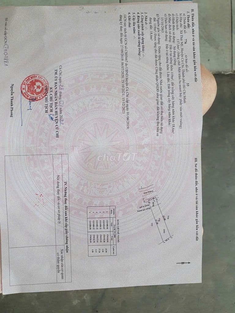 ĐẤT NỀN 1/TỈNH LỘ 7 THÁI MỸ CỦ CHI
