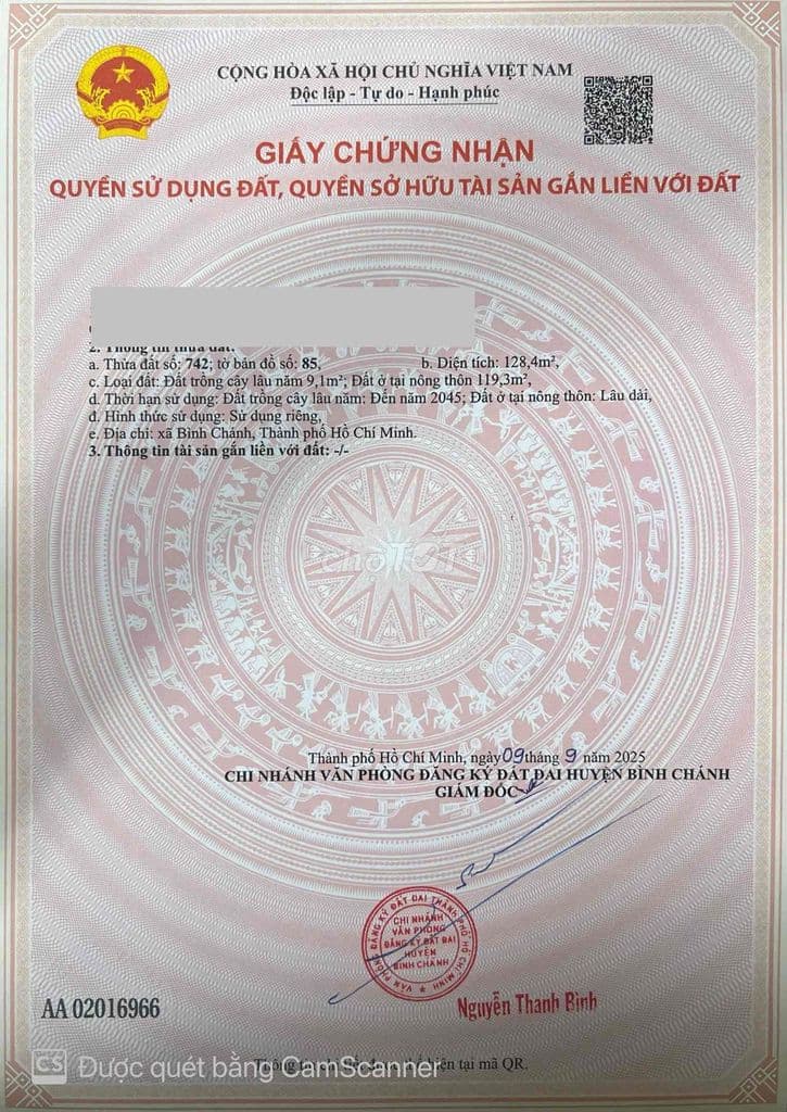 Bán 128m đất ở hẻm 2,5m cách đường 2-3-4 200 m giá 1,8tỷ tl nhẹ