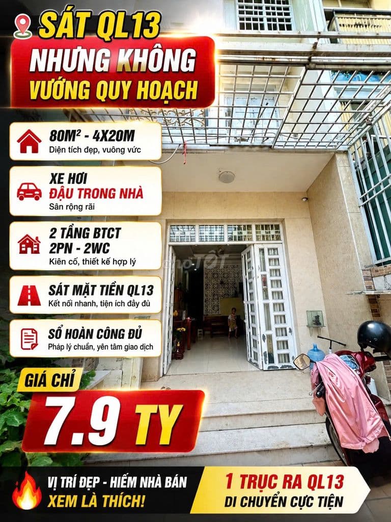 SÁT VÁCH VẠN PHÚC CITY 2 TẦNG - 80m2 - HẺM XE HƠI - 7,9 TỶ TL