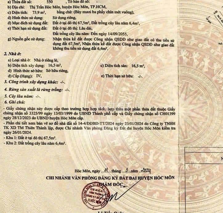879 Triệu – có nhà Sổ riêng tại Thị Trấn Hóc Môn,thu nhập 5,5tr/tháng