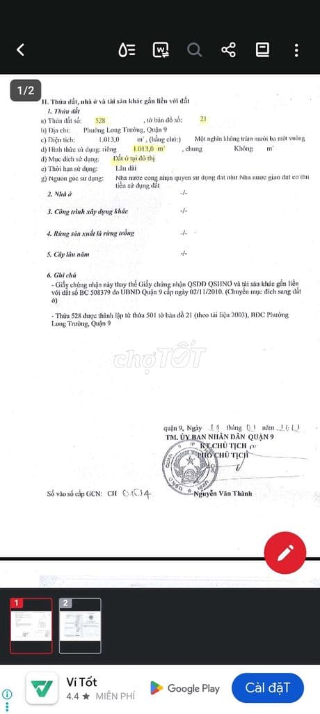 1013m2 Full Thổ ngay Vành Đai 3- Long Trường.Q9