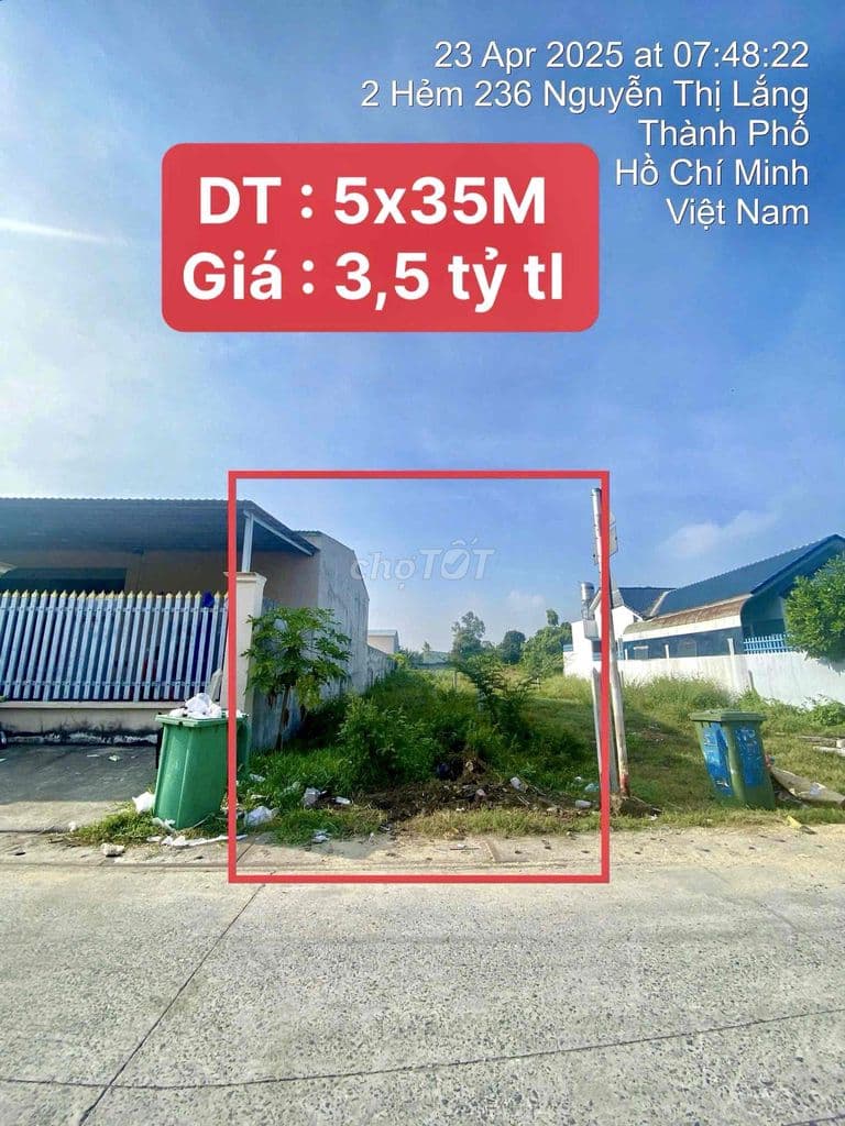 Bán 170m2 ( 5x35m ) đường Nguyễn Thị Lắng, Củ Chi. đường nhựa . 3,5 tỷ