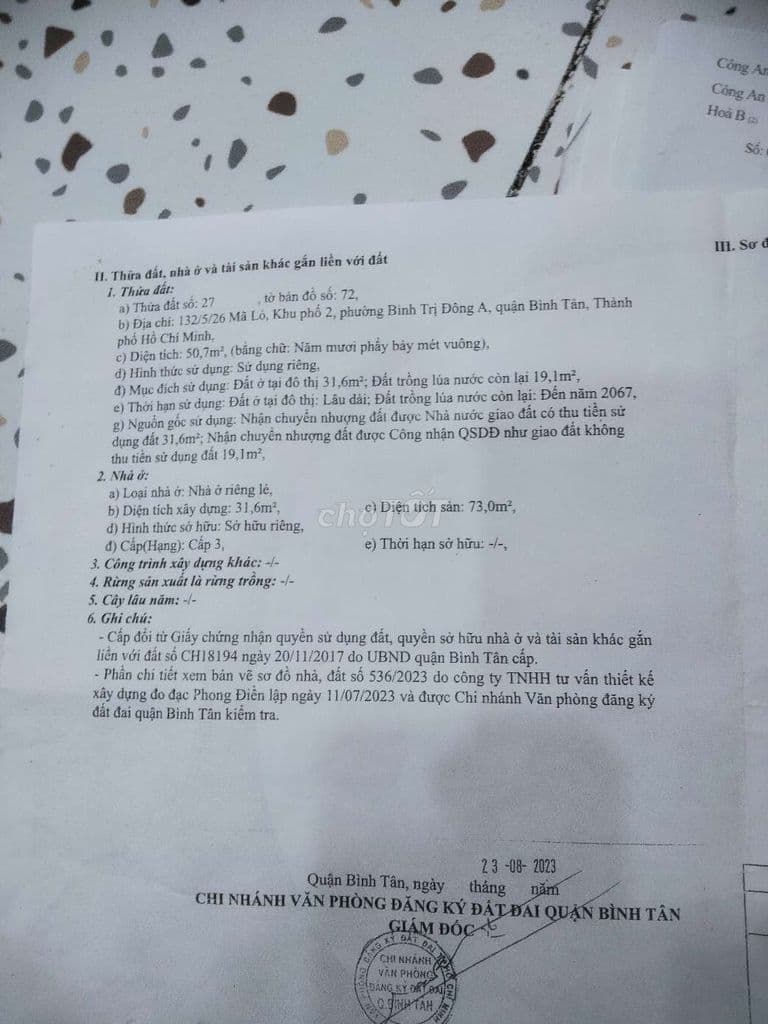 Chính chủ bán nhà mã lò -bình trị đông A Hẻm 3gác cụt.132/5/26