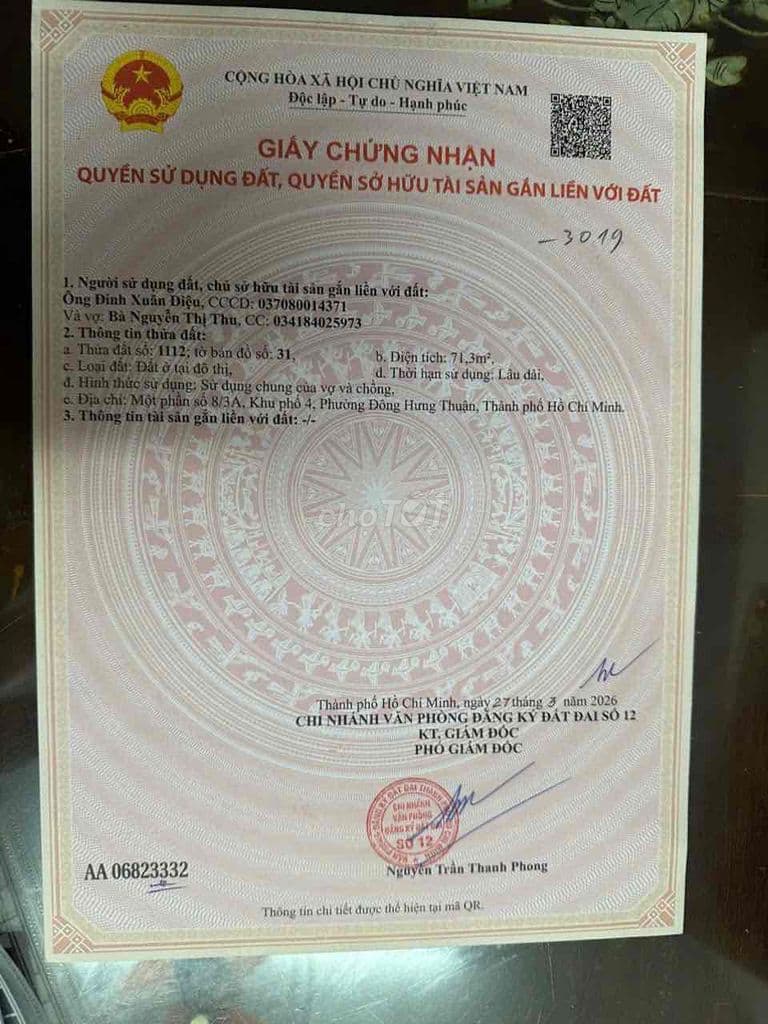 BÁN LÔ ĐẤT ĐẸP P ĐÔNG HƯNG THUẬN QUẬN 12 KẾ BÊN TÂN BÌNH - Ảnh 3
