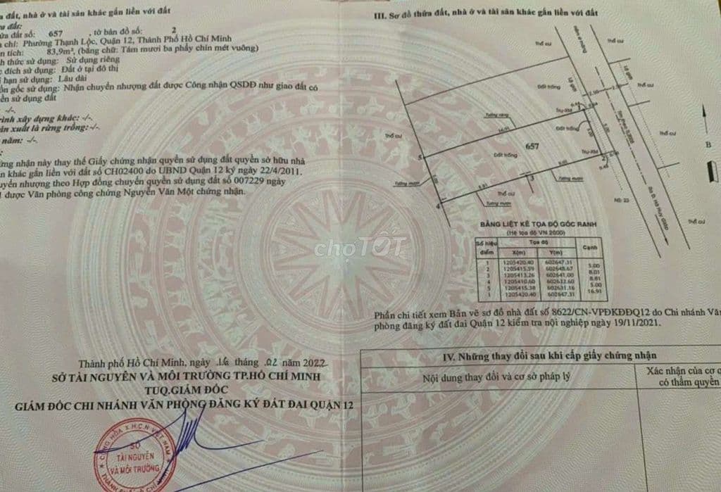 Chính chủ bán lô đất TL54 (P.Thạnh Lộc, Q12 cũ), full thổ cư 5mx17m - Ảnh 3