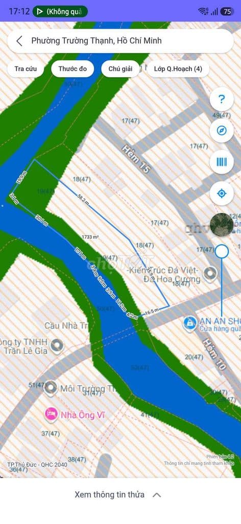 ĐẤT MT ĐƯỜNG 12 - 2 MẶT GIÁP SÔNG - QH THỔ CƯ