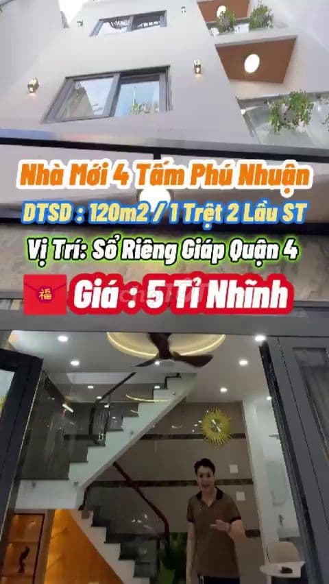 Bán nhà Phú Nhuận 4 tầng đẹp, giáp Q1, giá 4.99 tỷ, dọn vào ở ngay