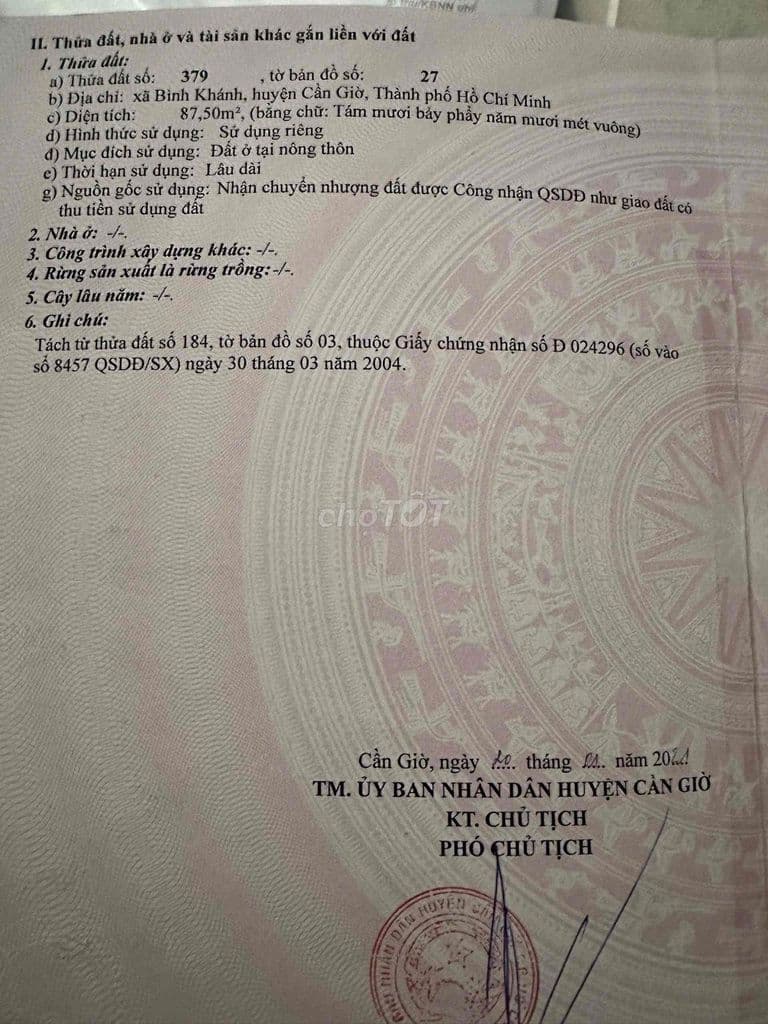 ĐẤT BÁN SAU LƯNG TRƯỜNG HỌC BÌNH KHÁNH - Ảnh 2