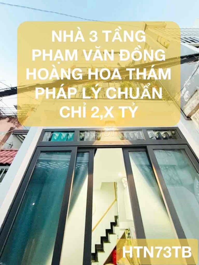 Nhà 3 tầng ngay Phạm Văn Đồng, hẻm thông, 50m ra đường, chỉ 2,x tỷ
