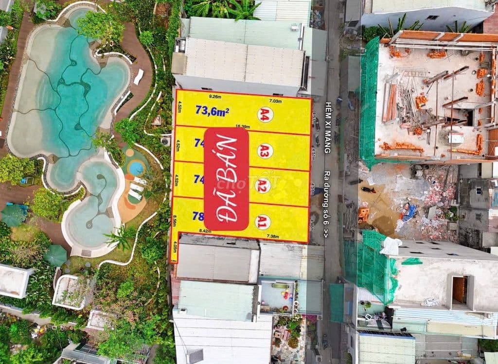 Bán đất 73m2 ngang 4,5m đường oto sau chung cư uban Hiệp Bình 5 tỷ 6