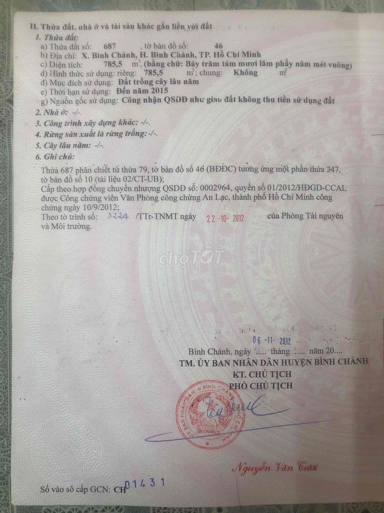 Bán đất Mặt Tiền đường kênh T12 Bình Chánh.