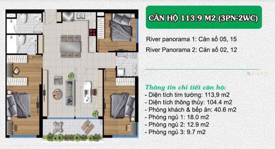 Bán An Gia River Panorama Quận 7 Giá Cực Tốt - 114m2 3PN 2WC NTCB - Ảnh 3