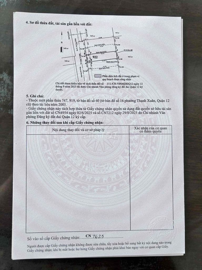 ĐẤT CHÍNH CHỦ. ( THẠNH XUÂN 52 )