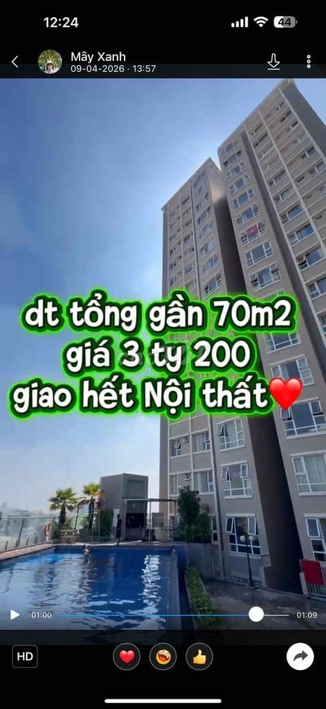 chính chủ bán căn hộ An Phú quận 6giá 3ty380 loại 2pn nhà đẹp sạch