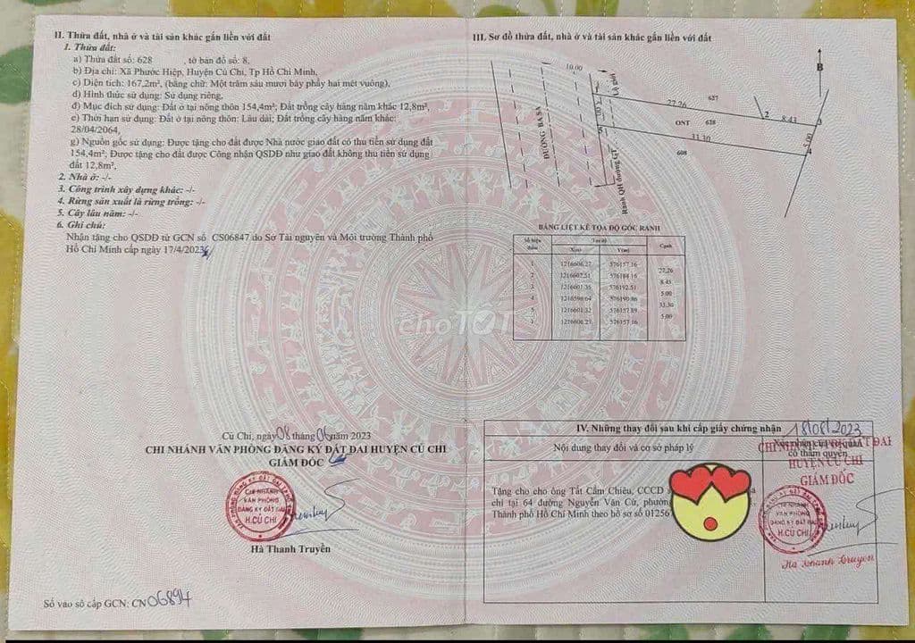 CẦN BÁN ĐẤT ĐẸP - MẶT TIỀN BA SA, CỦ CHI