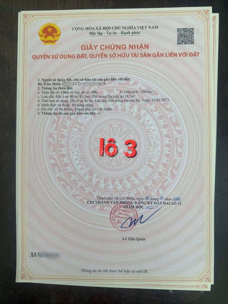 Bán đất thổ cư . MT đừơng nhựa 6m . Dân cư đông . An ninh tốt - Ảnh 2
