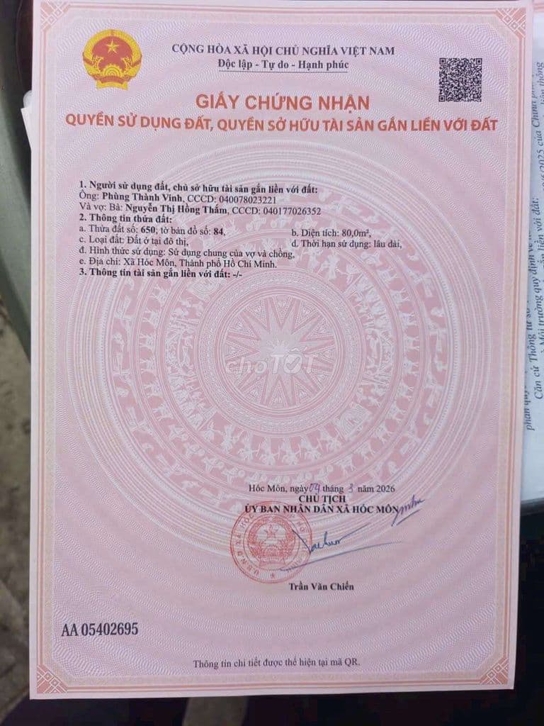 Bán Đất thổ cư sổ hồng riêng Tân Xuân hóc môn - Ảnh 2