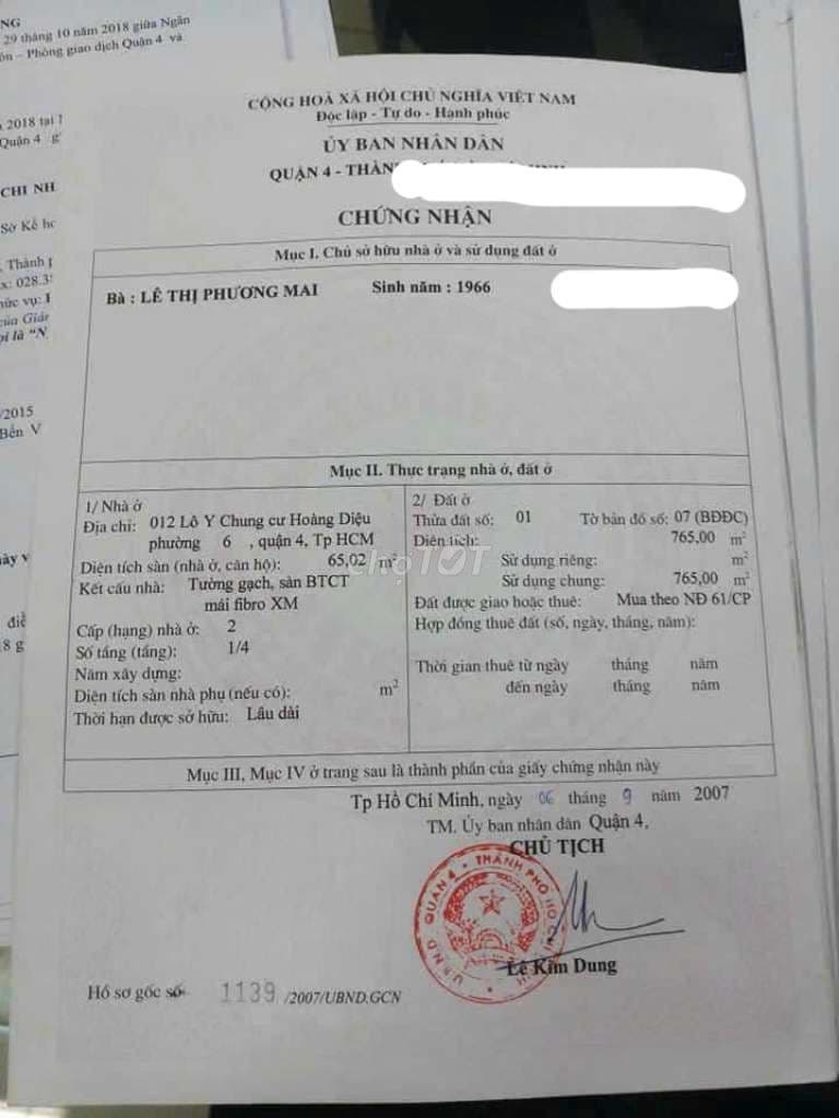 Bán Nhà Chung Cư Hoàng Diệu ( Cư xá vĩnh hội ), dễ kinh doanh. - Ảnh 2