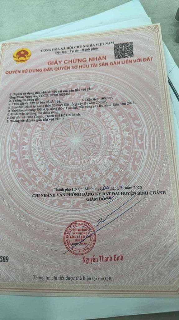 Đất Thổ Cư Cách Đinh Đức Thiện 100m Bình Chánh