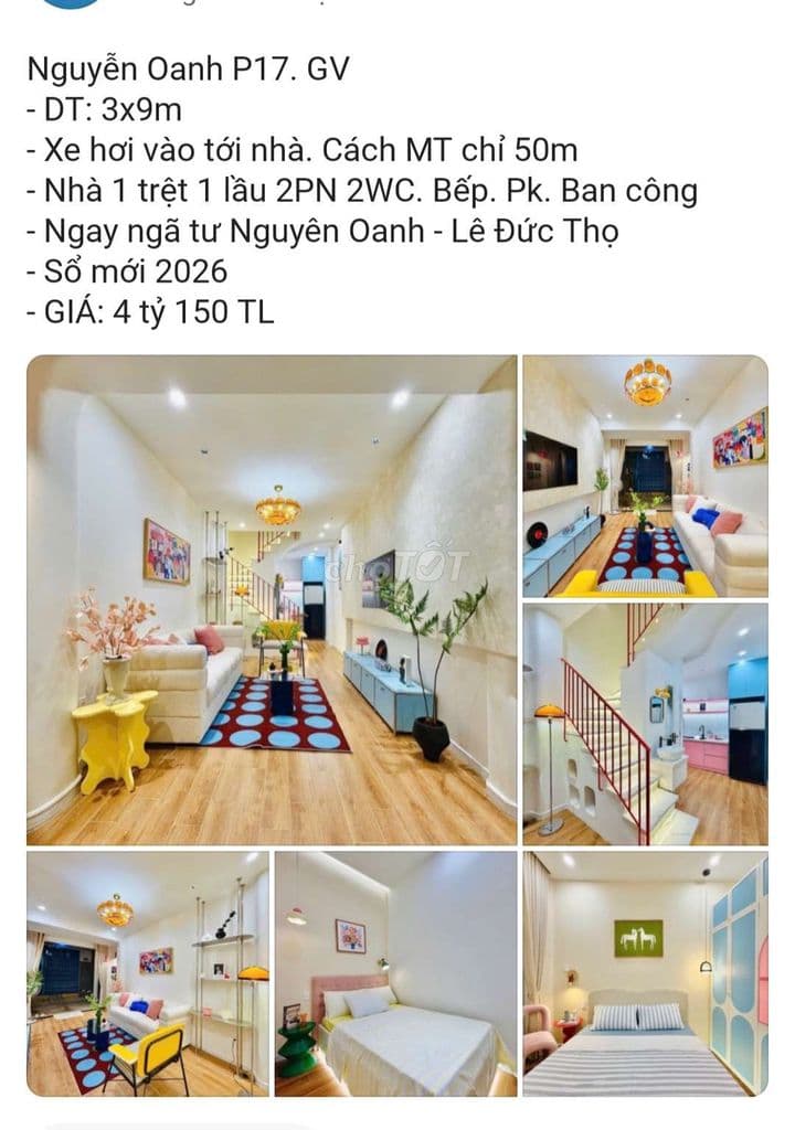 nhà bán phan huy ích thuận tiện đi nhà ga T3, emart - Ảnh 3