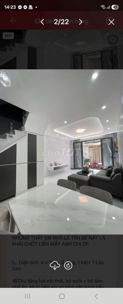 Nhà hẻm xe hơi Lê Tấn Bê,Bình Tân,2 tầng,45m2 ngang 4m đẹp, SHR ko QH - Ảnh 3