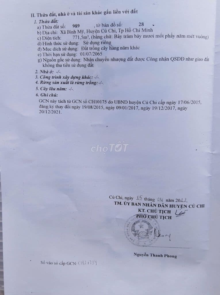 BÁN ĐẤT XÃ BÌNH MỸ - TP HỒ CHÍ MINH - Ảnh 3