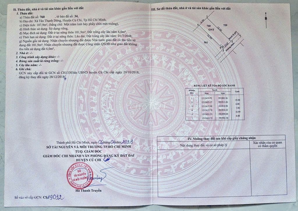 Chủ kẹt tiền bán đất xã Tân Thạnh Động 6x18 ONT. Giá 1 tỷ 550 triệu.