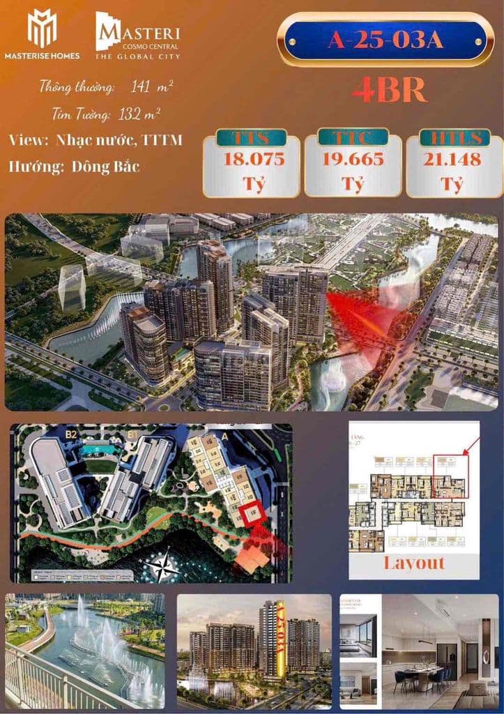 SIÊU PHẨM 4PN MASTERI COSMO – VIEW NHẠC NƯỚC, TTTM ĐẲNG CẤP