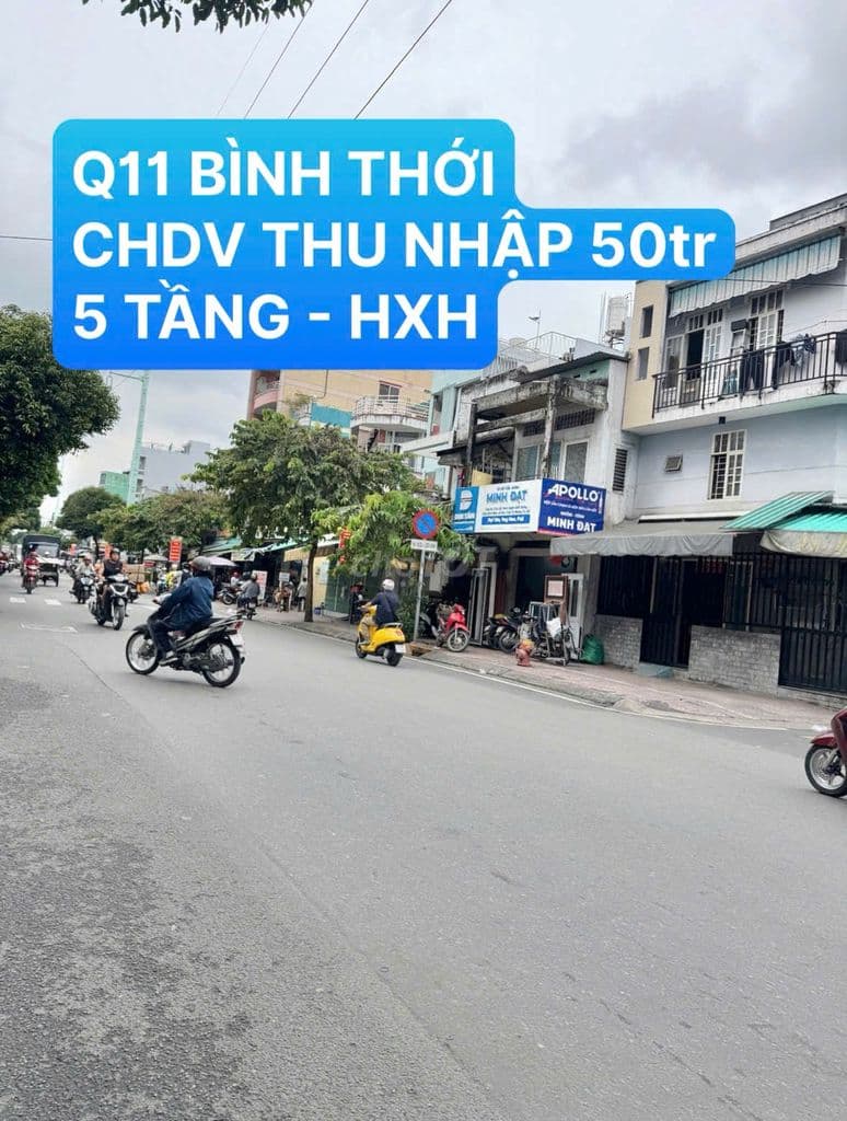 BÌNH THỚI 81M2 - 5 TẦNG - HXH - CHDV THU THÁNG 50 TRIỆU - 12,5 TY.