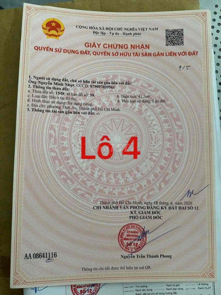Đất thổ cư 4 x 15m hẻm thông xe hơi đường TX52 giá 2,85 tỷ - Ảnh 2
