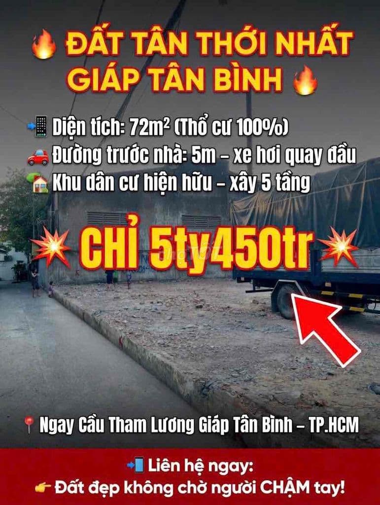 ĐẤT 2 XẸC PHAN VĂN HỚN – GẦN CẦU THAM LƯƠNG – XÂY 5 LẦU – 5.45 TỶ TL