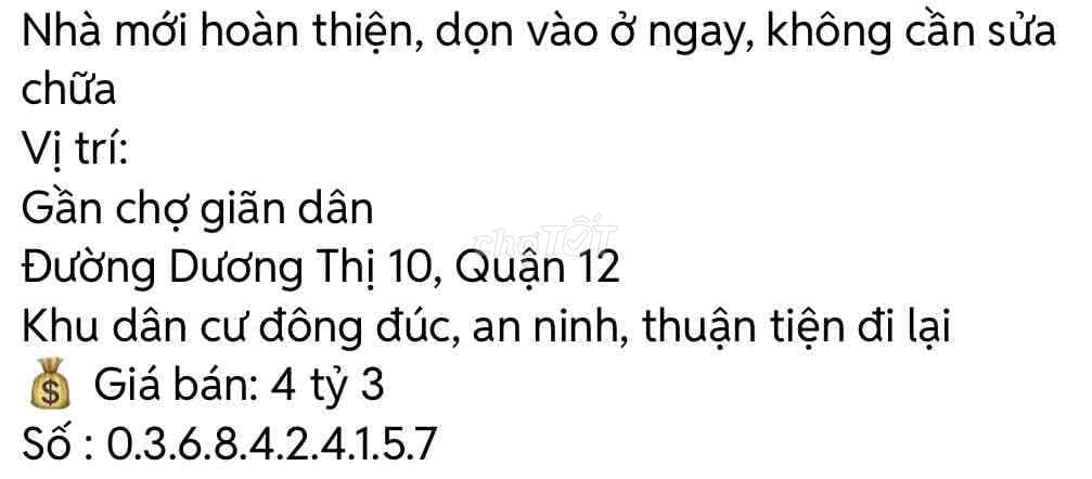 🏡 CHÍNH CHỦ BÁN NHÀ MỚI XÂY QUẬN 12 – GIÁ 4 TỶ 3 (CÒN THƯƠNG LƯỢNG) - Ảnh 3