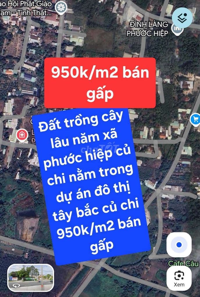 Đất trồng cây lâu năm xã phước hiệp,củ chi 950k/m2
