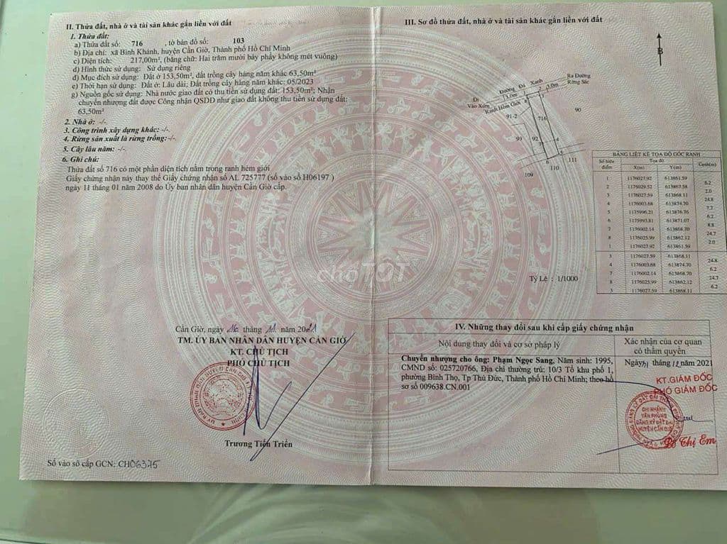 bán 217m đất trong đó có 153m tc, cách đường Rừng Sác 200m, giá 3,5 tỷ