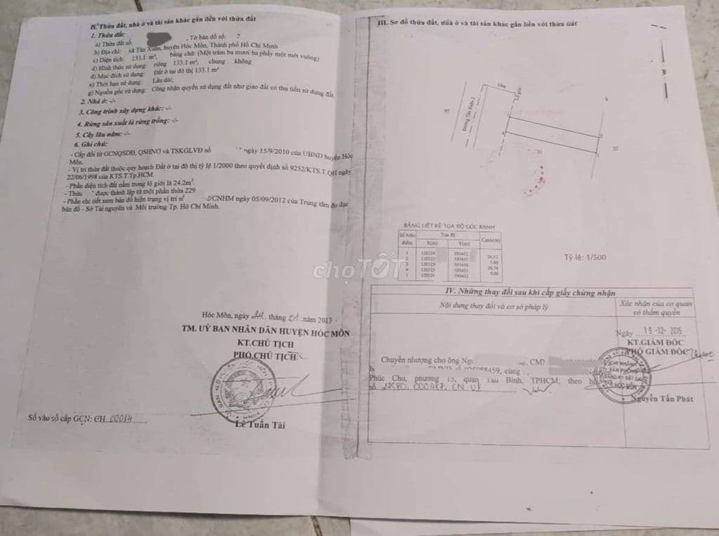 Đất 5 x 30m Mặt tiền Tân Xuân 2,gần góc Tô Ký