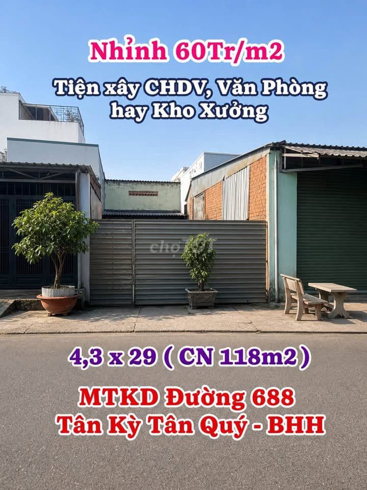 THƠM ZÁ TỐT 4.3x29 MẶT TIỀN 688 TÂN KỲ TKTQ SÁT AEON TÂN PHÚ CHỈ 7.X