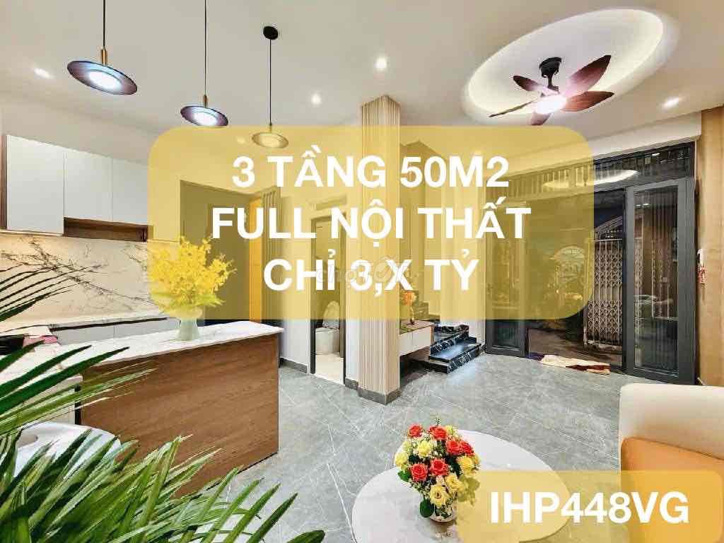 Nhà Phan Huy Ích, khu Quang Trung, Phạm Văn Chiêu, 3 tầng, 50m2, 3,x t