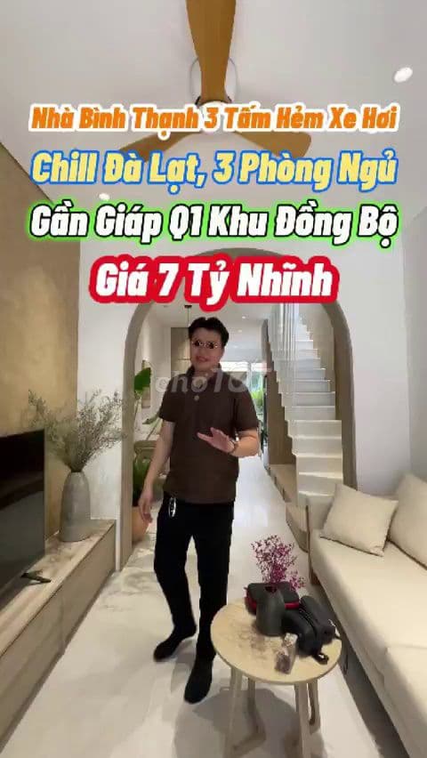 Nhà Bình Thạnh 3 tấm hẻm xe hơi, 3PN, gần Q1, khu đồng bộ, giá 7 tỷ