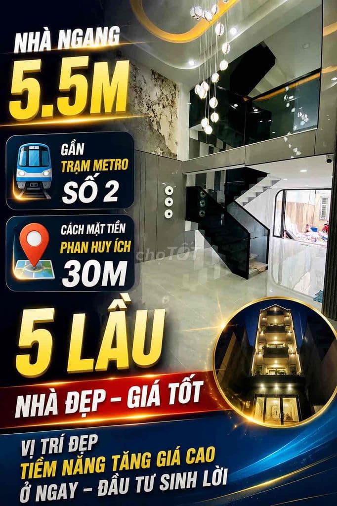 Hot - 8m Mặt tiền đường Phan Huy Ích, 5 lầu giá siêu tốt